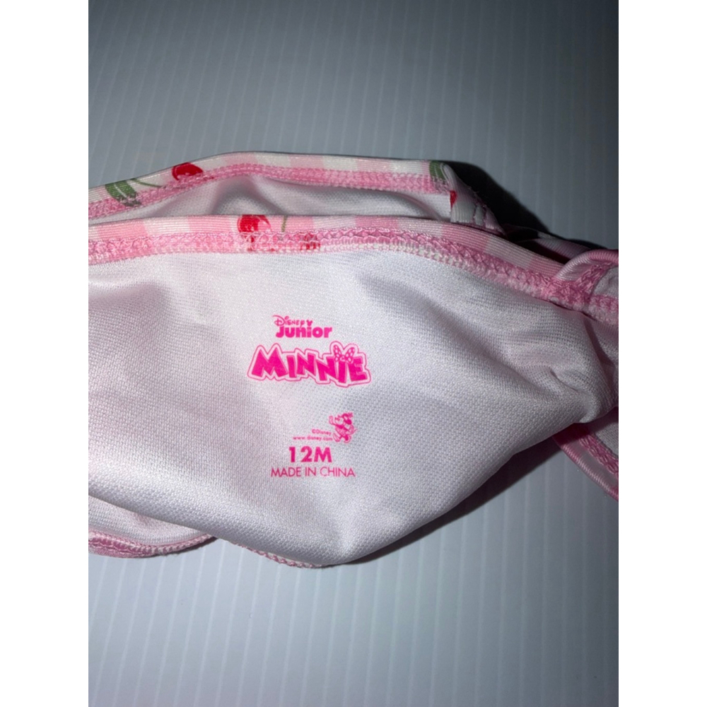 Baby Girl swim Disney Junior Minnie Bikini 12 Months Pink Red Cherry Gingham - Picture 2 of 10